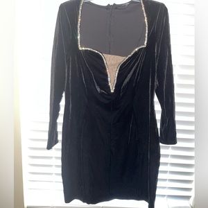 Midnight Wish Velvet Mini Dress - Black